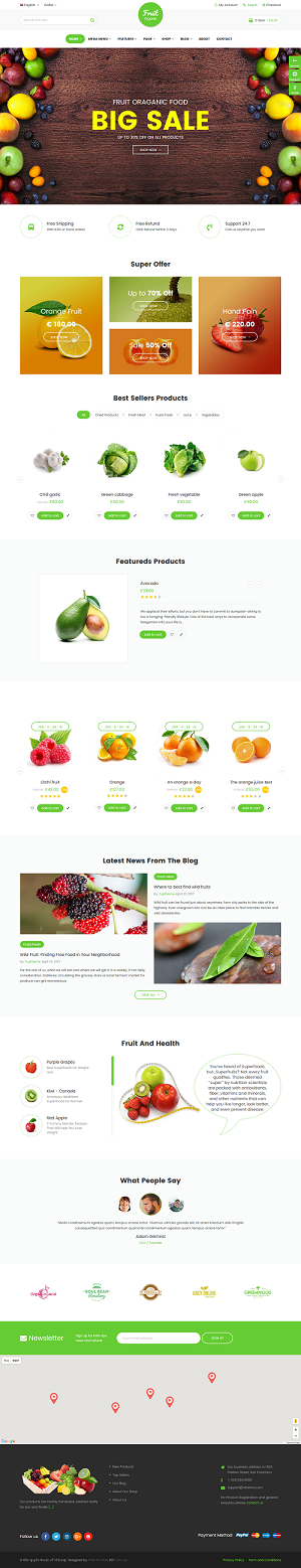 Mẫu website thực phẩm Fruitshop