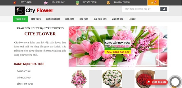 Thiết kế website bán hoa tươi trực tuyến